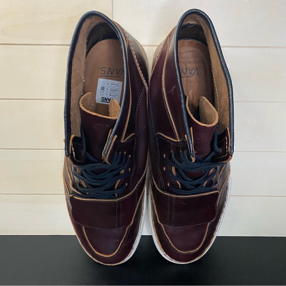 Vans Brown High-Top Sneakers Premium Leather Casual - Picture 8 of 12